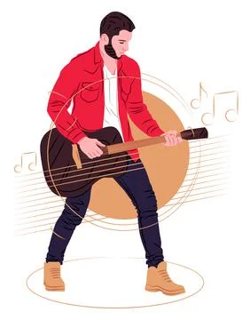 Vector guitarist in shadow of sharp lines style Stock Illustration