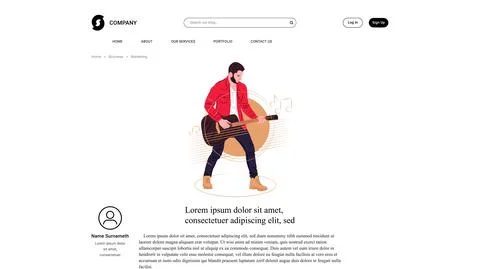 Vector guitarist in shadow of sharp lines style . Editable illustration Stock Illustration