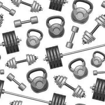 Vector Gym Seamless Pattern Stock Illustration