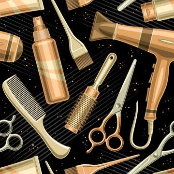 Vector Hair Salon Seamless Pattern 库存插图