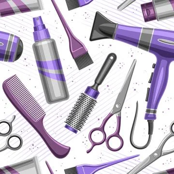 Vector Hair Salon Seamless Pattern Stock Illustration