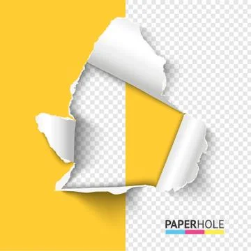Vector Half blank torn paper hole as sale banner to reveal some message Stock Illustration