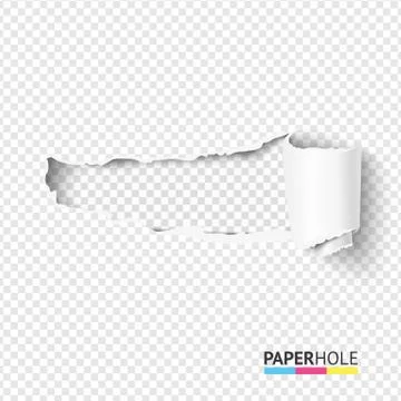 Vector half blank torn paper pieces of scroll with torn edges of hole on a Illustrazione stock