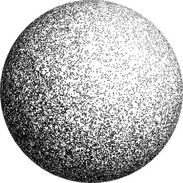 Vector halftone abstract sphere of black random dots on white background, vector Illustrazione stock