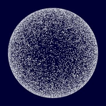 Vector halftone abstract sphere of black random dots on black background, vector イラスト素材