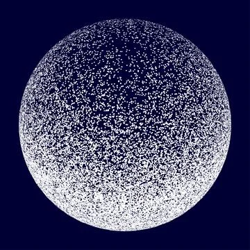 Vector halftone abstract sphere of black random dots on black background, vector Stock Illustration
