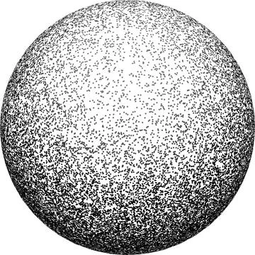 Vector halftone abstract sphere of black random dots on white background, vector イラスト素材