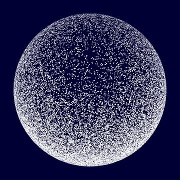 Vector halftone abstract sphere of black random dots on black background, vector 스톡 일러스트