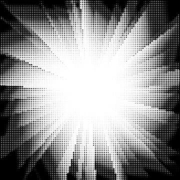 Vector Halftone  Black and White Sun Rays Stock Illustration