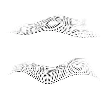 Vector halftone dots shapes. Dynamic waves form. Illustrazione stock