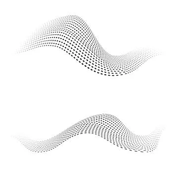 Vector halftone dots shapes. Dynamic waves form. Illustrazione stock