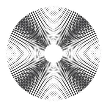 Vector Halftone hexagonal abstract geometric background. Black and white vect Stock Illustration