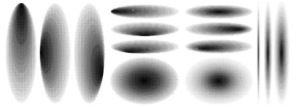 Vector halftone shadow patterns, dot gradients Stock Illustration
