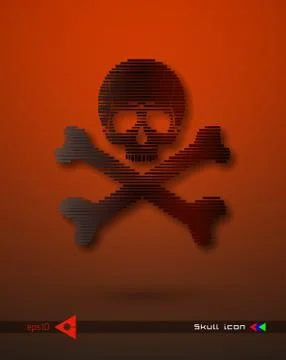 Vector halftone skulls. Skull icon. Symbol of death, danger, war, death, pira Stock Illustration