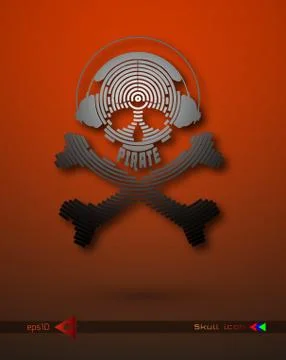 Vector halftone skulls. Skull icon. Symbol of death, danger, war, death, pira Stock Illustration