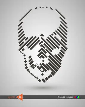 Vector halftone skulls. Skull icon. Symbol of death, danger, war, death, pira Ilustración de archivo
