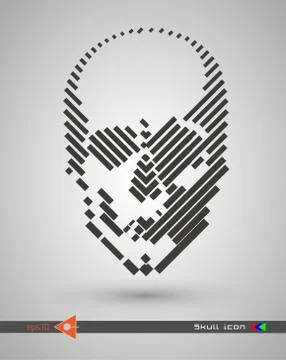 Vector halftone skulls. Skull icon. Symbol of death, danger, war, death, pira Ilustração Stock
