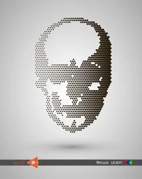 Vector halftone skulls. Skull icon. Symbol of death, danger, war, death, pira Stock Illustration