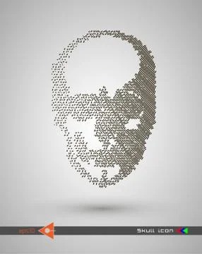 Vector halftone skulls. Skull icon. Symbol of death, danger, war, death, pira Stockillustratie