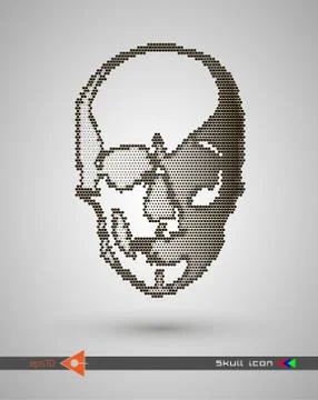 Vector halftone skulls. Skull icon. Symbol of death, danger, war, death, pira Illustrazione stock