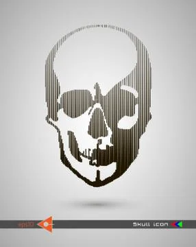 Vector halftone skulls. Skull icon. Symbol of death, danger, war, death, pira Illustrazione stock