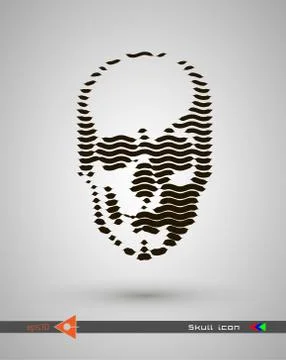 Vector halftone skulls. Skull icon. Symbol of death, danger, war, death, pira Ilustração Stock