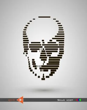 Vector halftone skulls. Skull icon. Symbol of death, danger, war, death, pira Иллюстрация