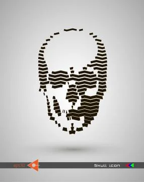 Vector halftone skulls. Skull icon. Symbol of death, danger, war, death, pira Illustrazione stock