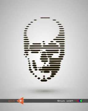 Vector halftone skulls. Skull icon. Symbol of death, danger, war, death, pira Illustrazione stock