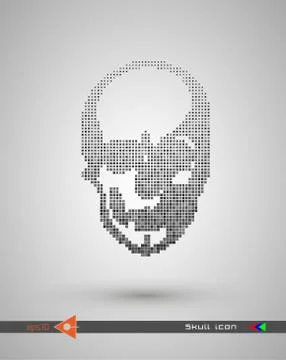 Vector halftone skulls. Skull icon. Symbol of death, danger, war, death, pira Stock Illustration
