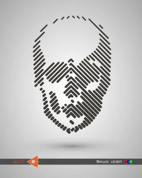 Vector halftone skulls. Skull icon. Symbol of death, danger, war, death, pira Stock Illustration