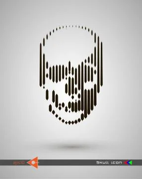 Vector halftone skulls. Skull icon. Symbol of death, danger, war, death, pira Stock Illustration