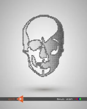 Vector halftone skulls. Skull icon. Symbol of death, danger, war, death, pira Illustrazione stock