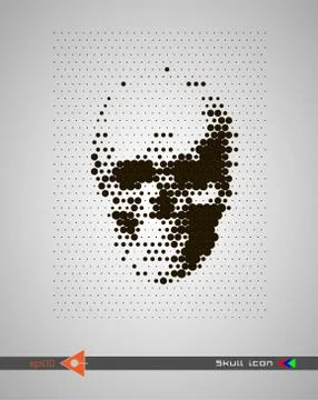 Vector halftone skulls. Skull icon. Symbol of death, danger, war, death, pira Stock Illustration