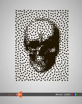 Vector halftone skulls. Skull icon. Symbol of death, danger, war, death, pira Stock Illustration