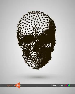 Vector halftone skulls. Skull icon. Symbol of death, danger, war, death, pira Illustrazione stock