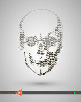 Vector halftone skulls. Skull icon. Symbol of death, danger, war, death, pira Stock Illustration