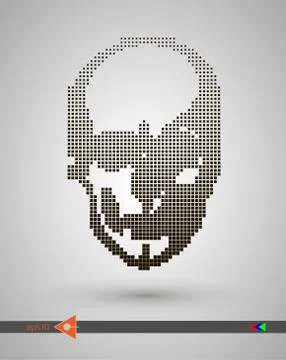 Vector halftone skulls. Skull icon. Symbol of death, danger, war, death, pira イラスト素材