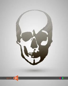 Vector halftone skulls. Skull icon. Symbol of death, danger, war, death, pira Stock Illustration