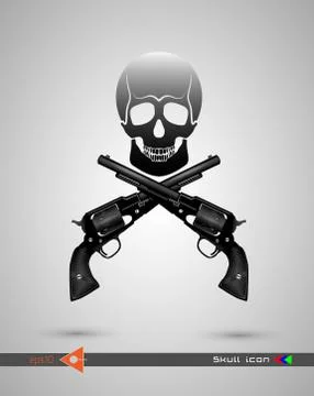 Vector halftone skulls. Skull icon. Symbol of death, danger, war, death, pira Stock Illustration