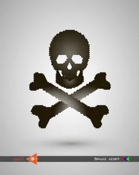 Vector halftone skulls. Skull icon. Symbol of death, danger, war, death, pira Ilustración de archivo