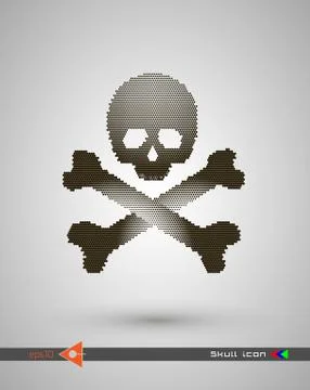 Vector halftone skulls. Skull icon. Symbol of death, danger, war, death, pira Stock Illustration