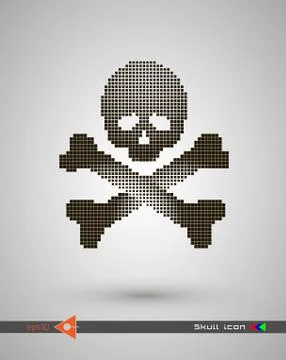 Vector halftone skulls. Skull icon. Symbol of death, danger, war, death, pira 스톡 일러스트