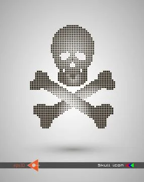 Vector halftone skulls. Skull icon. Symbol of death, danger, war, death, pira Stockillustratie