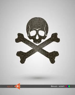 Vector halftone skulls. Skull icon. Symbol of death, danger, war, death, pira 스톡 일러스트