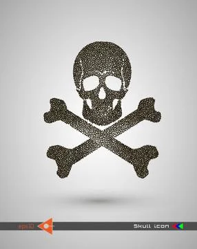 Vector halftone skulls. Skull icon. Symbol of death, danger, war, death, pira Stock Illustration