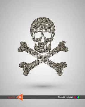 Vector halftone skulls. Skull icon. Symbol of death, danger, war, death, pira Stock Illustration