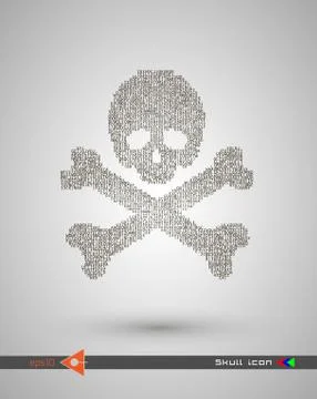 Vector halftone skulls. Skull icon. Symbol of death, danger, war, death, pira Ilustração Stock