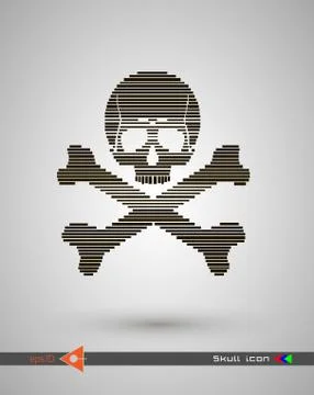 Vector halftone skulls. Skull icon. Symbol of death, danger, war, death, pira Stock Illustration