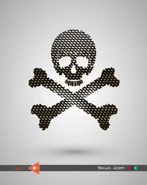 Vector halftone skulls. Skull icon. Symbol of death, danger, war, death, pira Stock Illustration